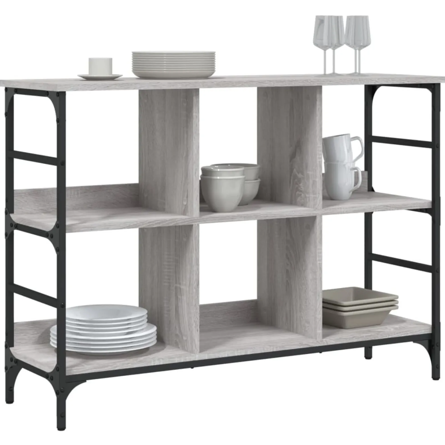 Szafka Szara Dąb Sonoma 102x32x73.5 cm do Salonu Pokoju Sypialni