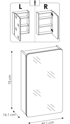 Szafka wisząca z lustrem 40 cm ARUBA