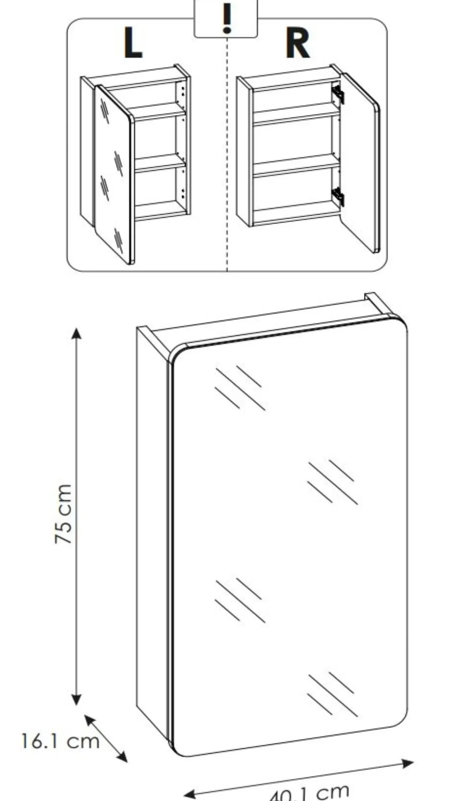 Szafka wisząca z lustrem 40 cm ARUBA