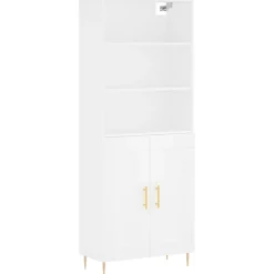 Szafka Witrynka Biała z Drzwiami 69.5x34x180 cm do Salonu Pokoju