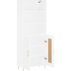 Szafka Witrynka Biała z Drzwiami 69.5x34x180 cm do Salonu Pokoju