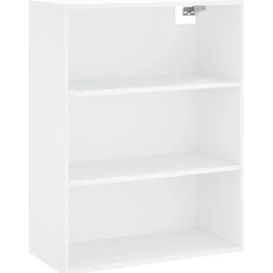 Szafka Witrynka Biała z Drzwiami 69.5x34x180 cm do Salonu Pokoju