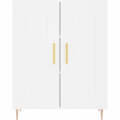 Szafka Witrynka Biała z Drzwiami 69.5x34x180 cm do Salonu Pokoju
