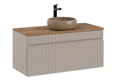 Szafka z Umywalką Iconic Cashmere 100cm z Blatem i Umywalką Nablatową Wiki