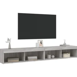 Szafki TV z LED 2 szt. szary dąb sonoma 100x30x30 cm