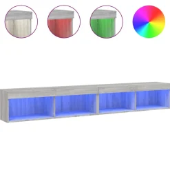 Szafki TV z LED 2 szt. szary dąb sonoma 100x30x30 cm