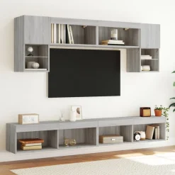 Szafki TV z LED 2 szt. szary dąb sonoma 100x30x30 cm