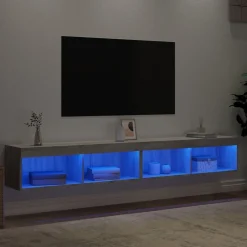 Szafki TV z LED 2 szt. szary dąb sonoma 100x30x30 cm