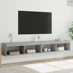 Szafki TV z LED 2 szt. szary dąb sonoma 100x30x30 cm