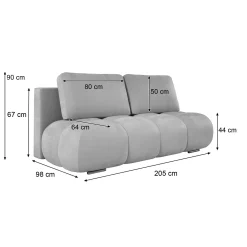 Szara sofa z funkcją spania i pojemnikiem pikowana MISTY boucle