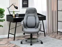 Szary Ekoskórzany Fotel Deker - Ergonomiczny Do Biura