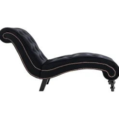 Szezlong Czarny Tapicerowany Leżanka Sofa Fotel Łóżko Aksamit
