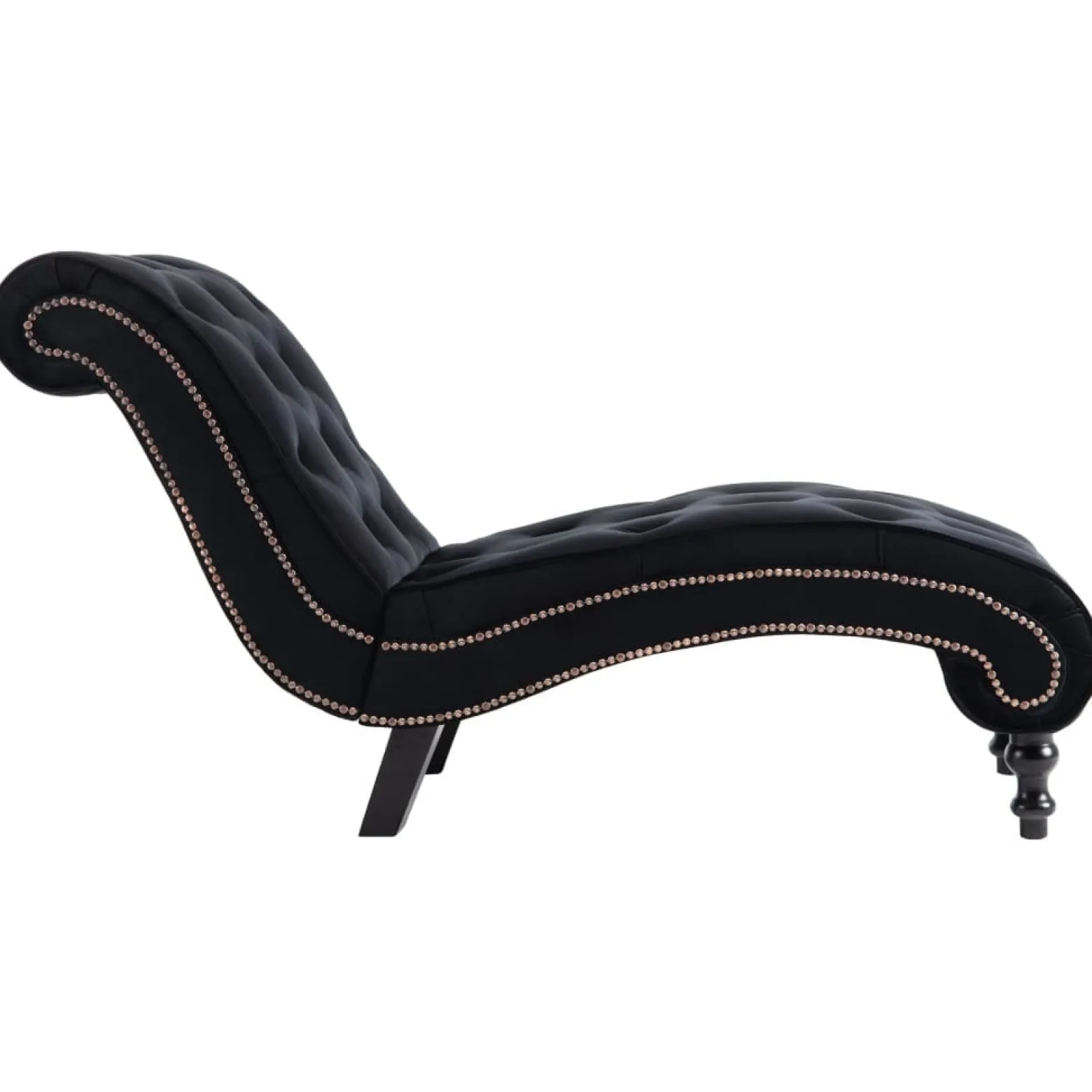 Szezlong Czarny Tapicerowany Leżanka Sofa Fotel Łóżko Aksamit