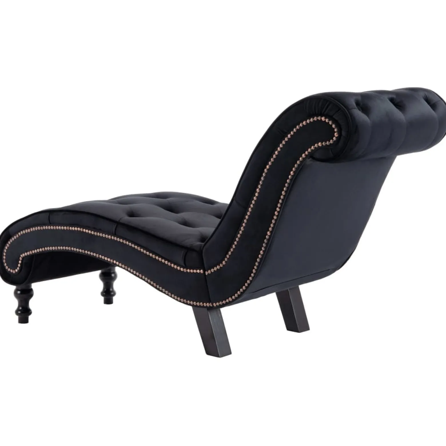 Szezlong Czarny Tapicerowany Leżanka Sofa Fotel Łóżko Aksamit