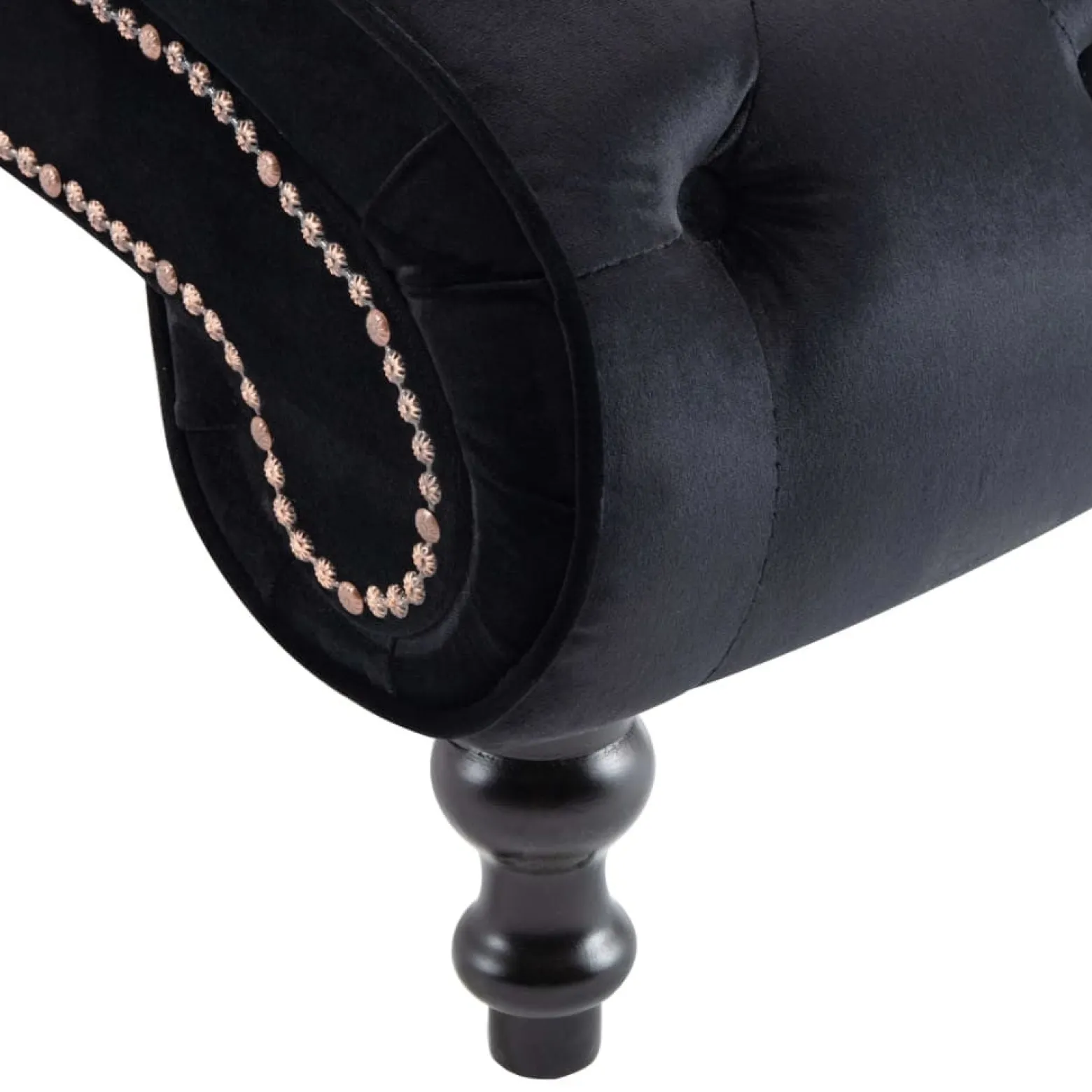 Szezlong Czarny Tapicerowany Leżanka Sofa Fotel Łóżko Aksamit