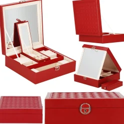 Szkatułka na biżuterię ekoskóra 25x25x8,5 cm organizer