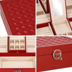 Szkatułka na biżuterię ekoskóra 25x25x8,5 cm organizer