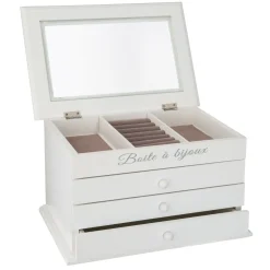Szkatułka na biżuterię Boite a Bijoux biała 25x15x17 cm dekoracyjna