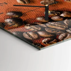 Szklany zegar 30x60 Ziarna Kawy dekoracyjny na ścianę