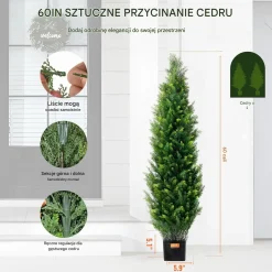 Sztuczna tuja 152cm 2szt UV na zewnątrz cedr donica dekoracja ogród balkon