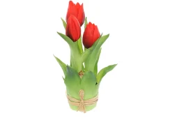 Sztuczne tulipany gumowane w wiązce 3 szt. 20 cm czerwone