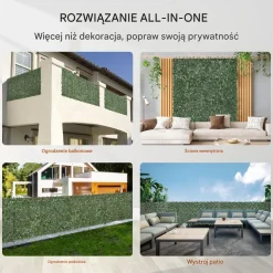 Sztuczny Żywopłot 990 x 2490 mm Mata Osłonowa z Liśćmi Bluszczu