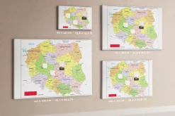 Tablica korkowa z nadrukiem do sypialni + pinezki Mapa