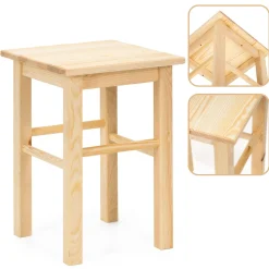 Taboret drewniany 43,5 cm stołek kuchenny, siedzisko z drewna