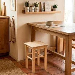 Taboret drewniany 43,5 cm stołek kuchenny, siedzisko z drewna