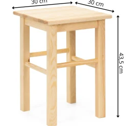 Taboret drewniany 43,5 cm stołek kuchenny, siedzisko z drewna