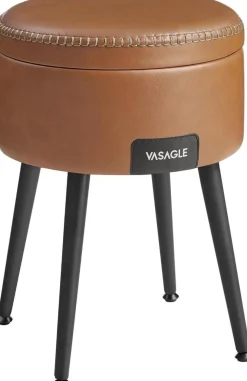 Taboret okrągły ze stalowymi nogami karmelowy brown