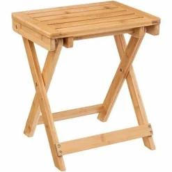 Taboret składany drewniany bambusowy 44 cm styl boho