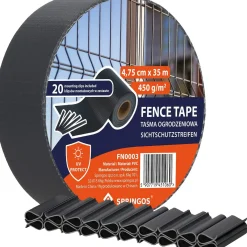 Taśma ogrodzeniowa PVC 35m x 4,75cm 450 g/m2 z klipsami
