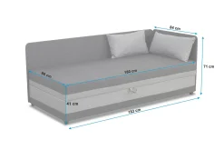 Tapczan łóżko jednoosobowe Hirek 80x180 Turkusowe/Szare