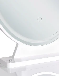 Toaletka biało-złota 2 szuflady i lustro LED