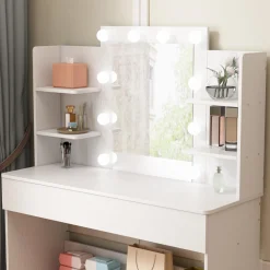 Toaletka kosmetyczna makijażu wizażu z lustrem led nowoczesna loft 110 cm