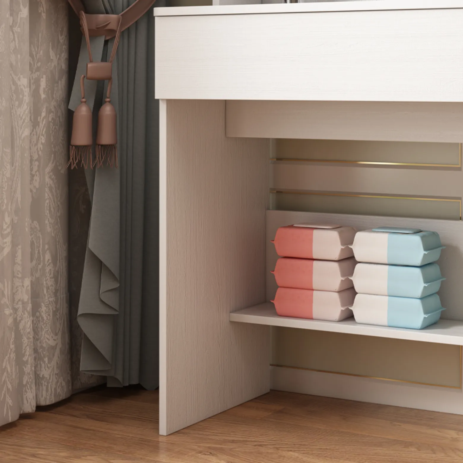 Toaletka kosmetyczna makijażu wizażu z lustrem led nowoczesna loft 110 cm