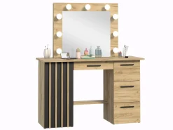 Toaletka z lustrem LED loft lamele Montana 9 Led dąb craft czarny wiszące