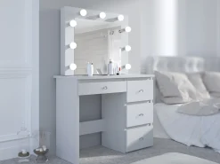 Toaletka z lustrem LED sonoma Beta Diamond 9 Led z uchwytami biały