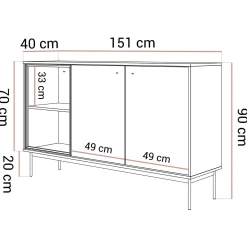 Trzydrzwiowa komoda ISA 3D z oświetleniem LED