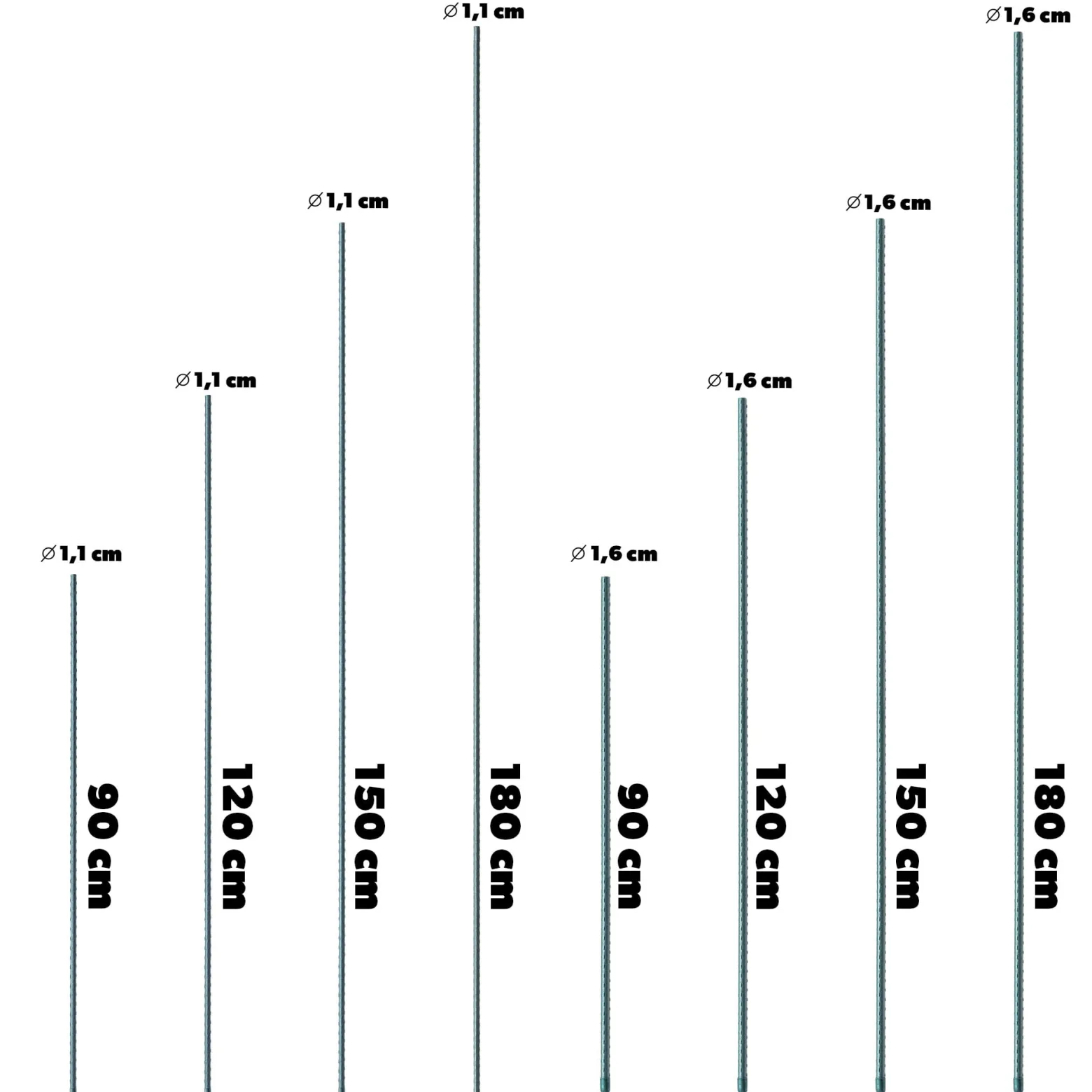 Tyczka Podpórka Roślin Stal Powlekana 150cm 10szt