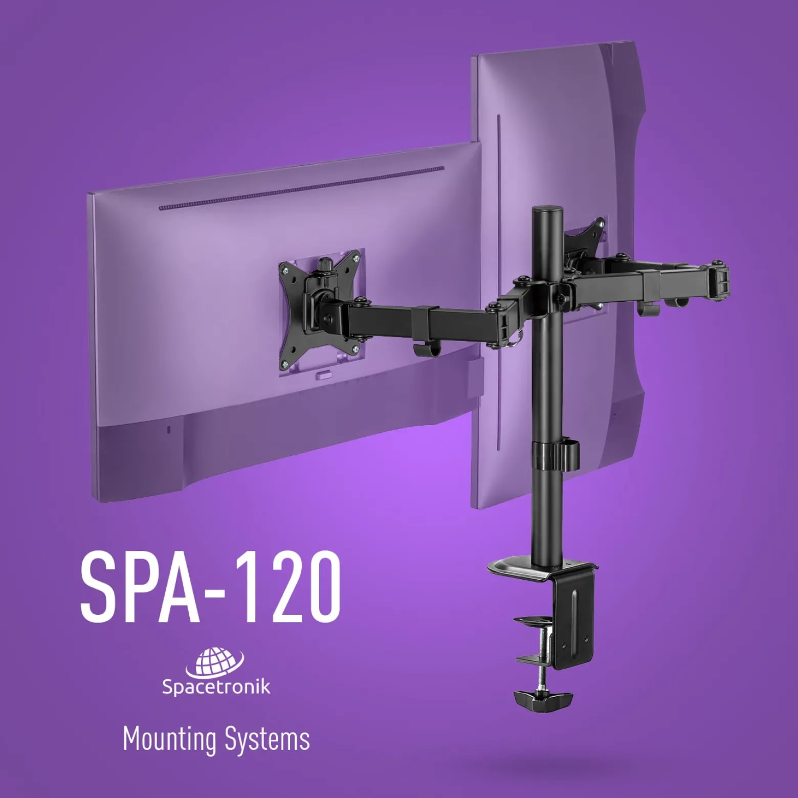 Uchwyt biurkowy na dwa monitory Spacetronik SPA-120