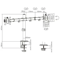 Uchwyt biurkowy na dwa monitory Spacetronik SPA-120