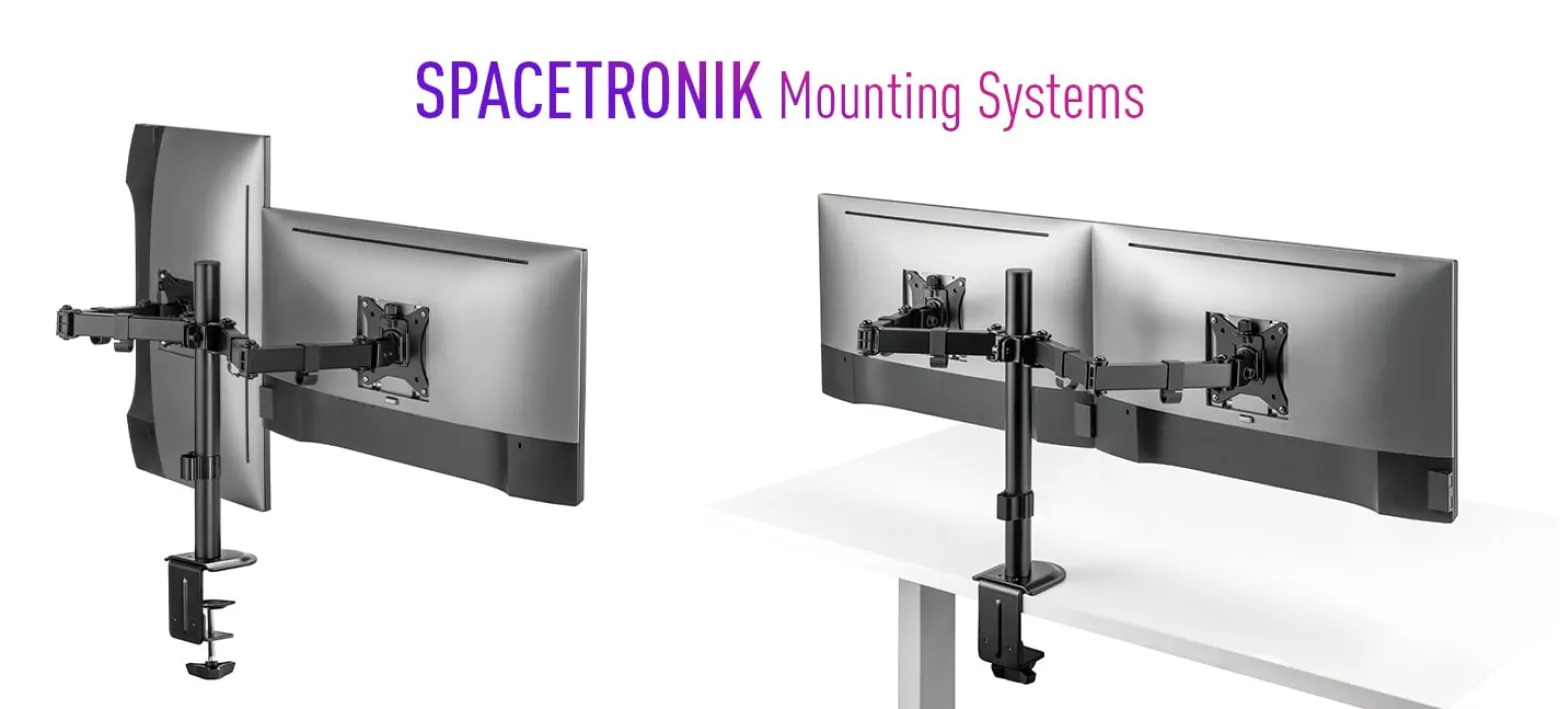 Uchwyt biurkowy na dwa monitory Spacetronik SPA-120