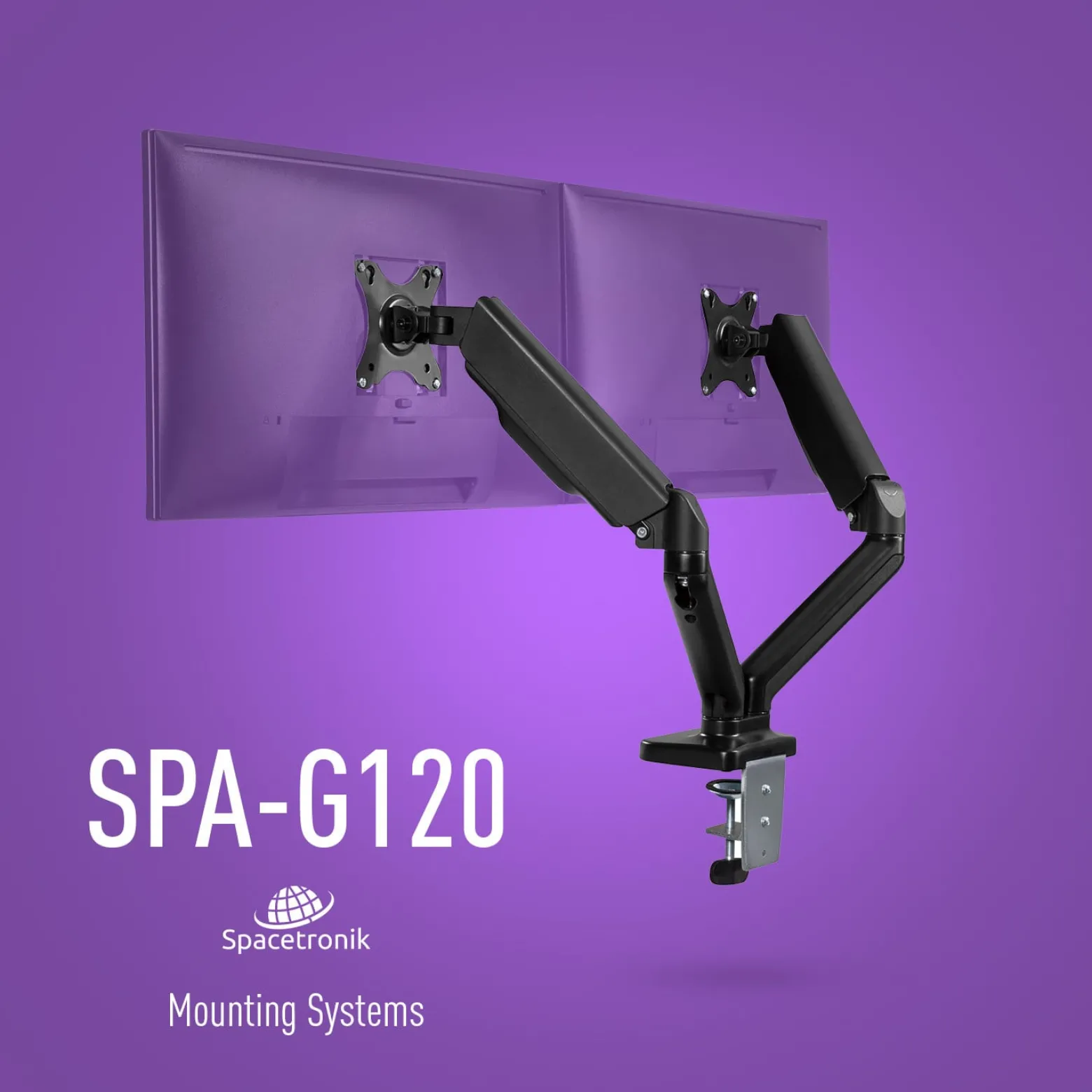 Uchwyt gazowy na dwa monitory VESA Spacetronik SPA-G120