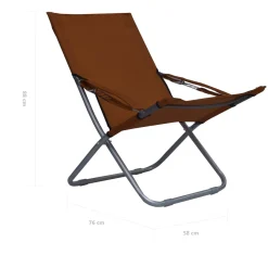 VidaXL Krzesło plażowe Brąz Tkanina