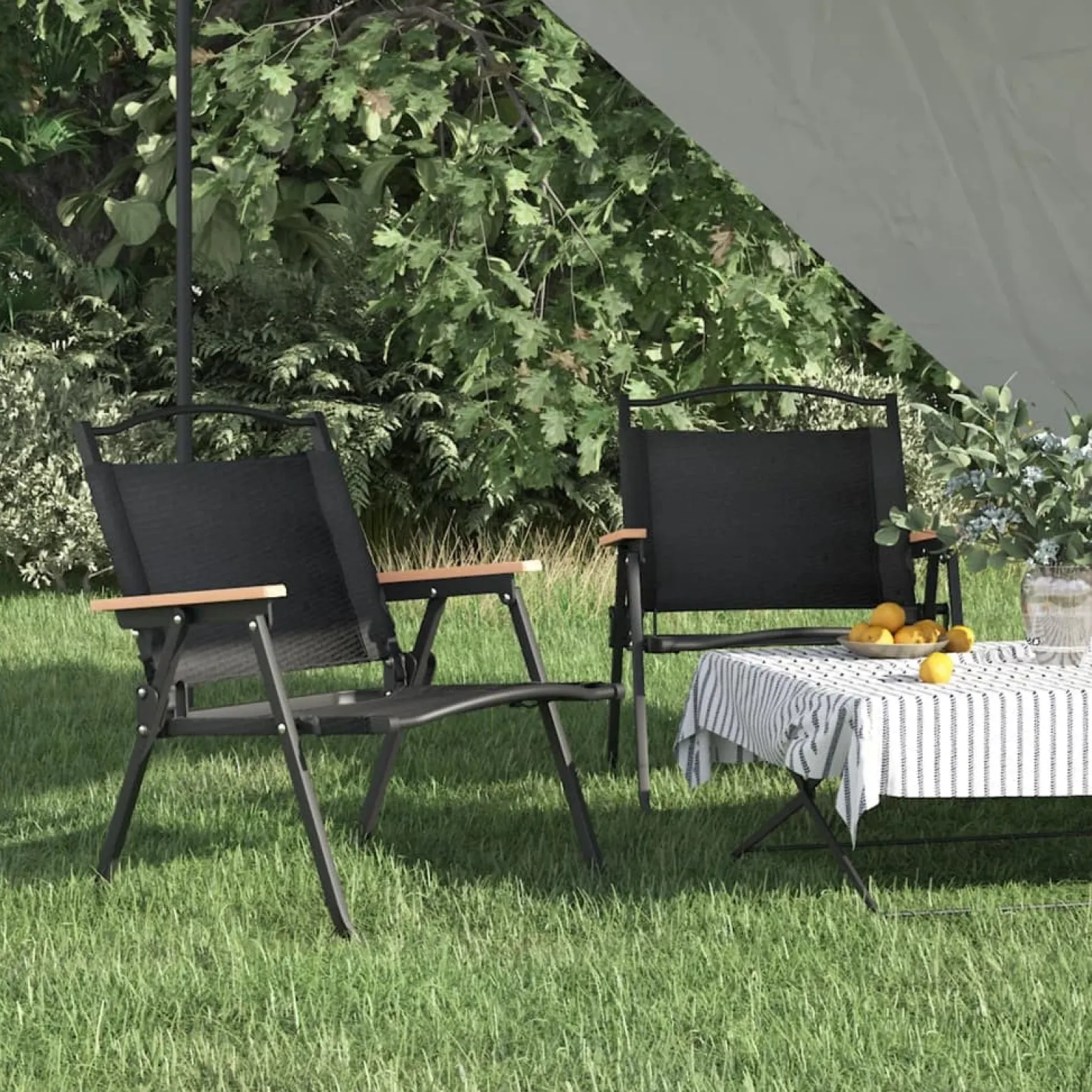 VidaXL krzesło składane Czarny 54 x 43 x 59 cm Poliester