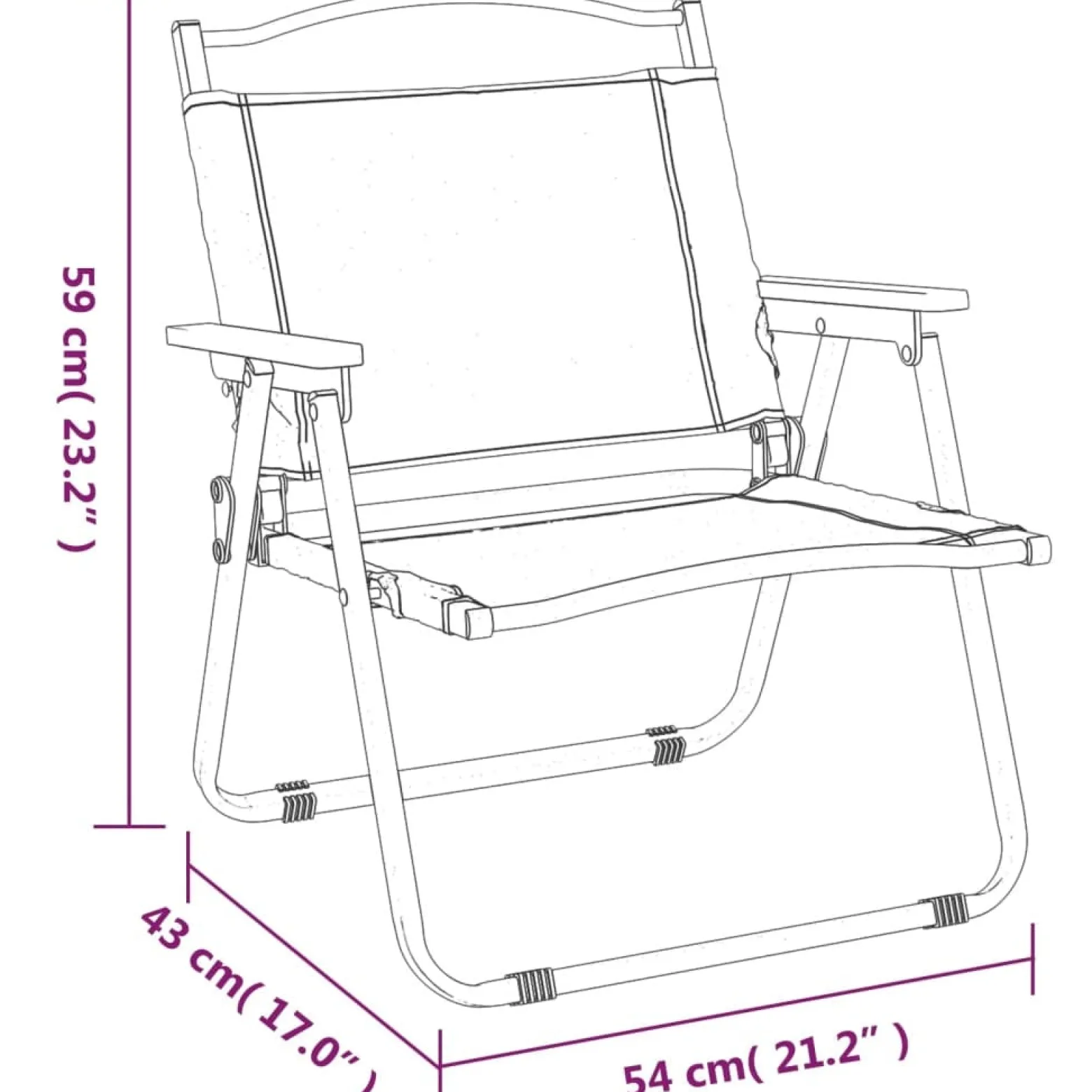 VidaXL krzesło składane Czarny 54 x 43 x 59 cm Poliester