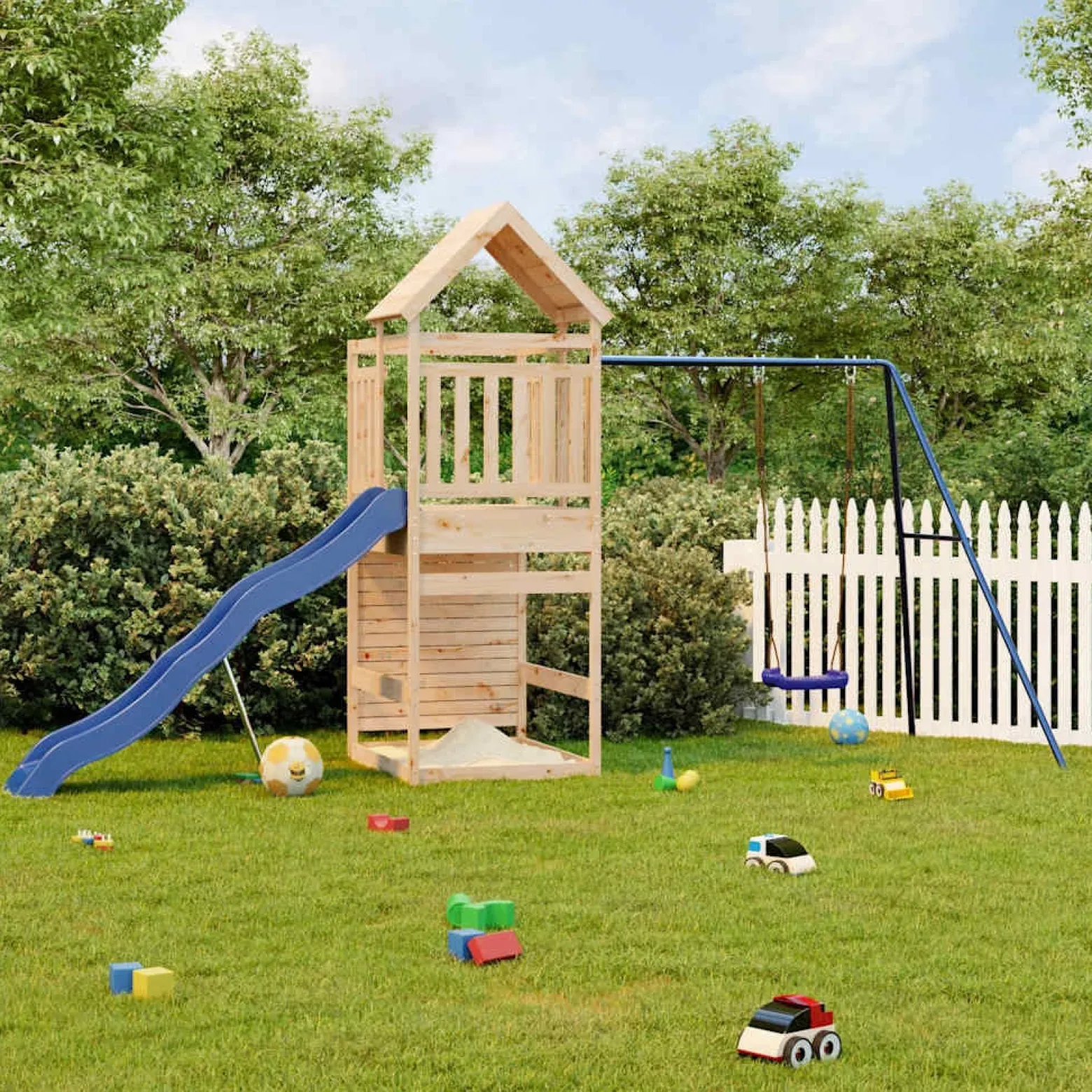 VidaXL ogrodowy plac zabaw Brąz Drewno sosnowe