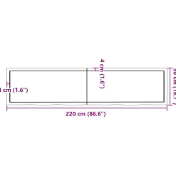 VidaXL Półka brązowa 220x50x(2-6) cm lakierowane